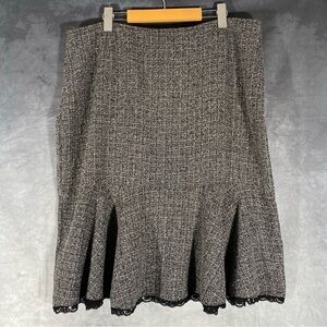 Joseph Ribkoff Career Gray Black Lace Trim Midi Skirt 18 Stretch Dark Acadamia